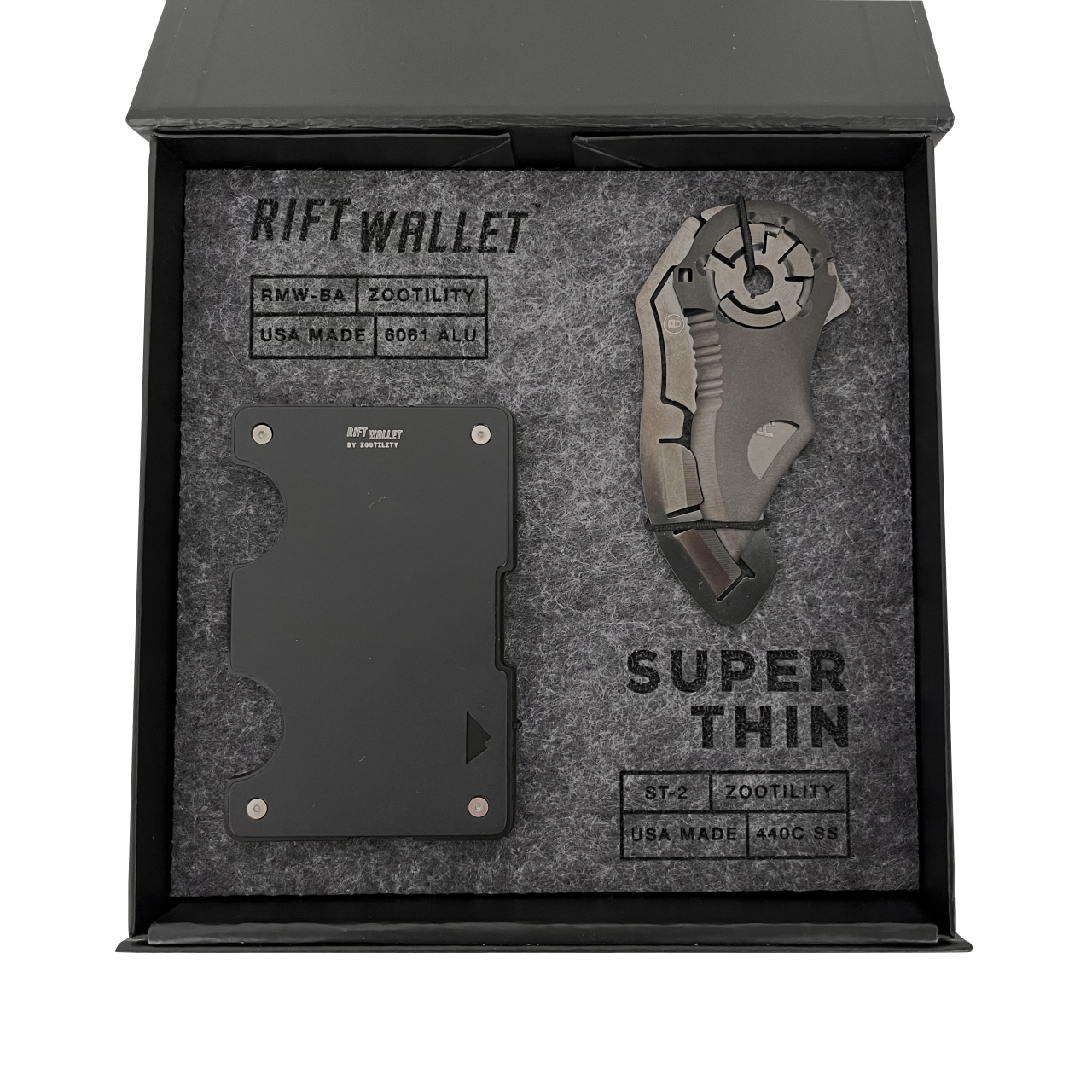 EDC Kit - Rift Wallet + Super Thin Black Knife