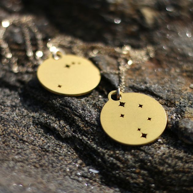 Zodiac Constellation Gold Pendant Lifestyle Image