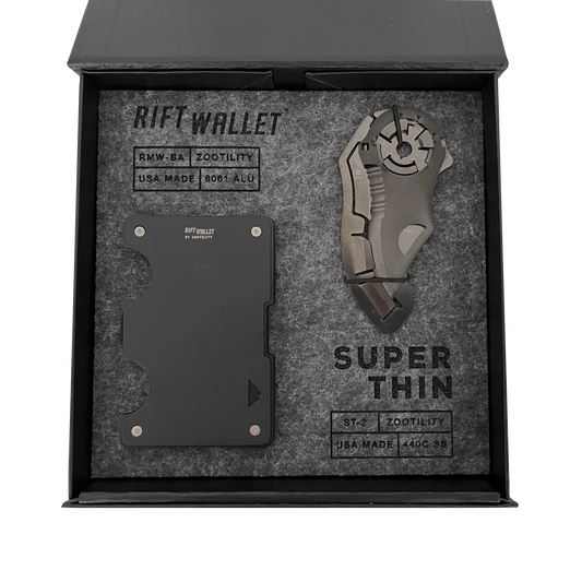 EDC Kit - Rift Wallet + Super Thin Black Knife