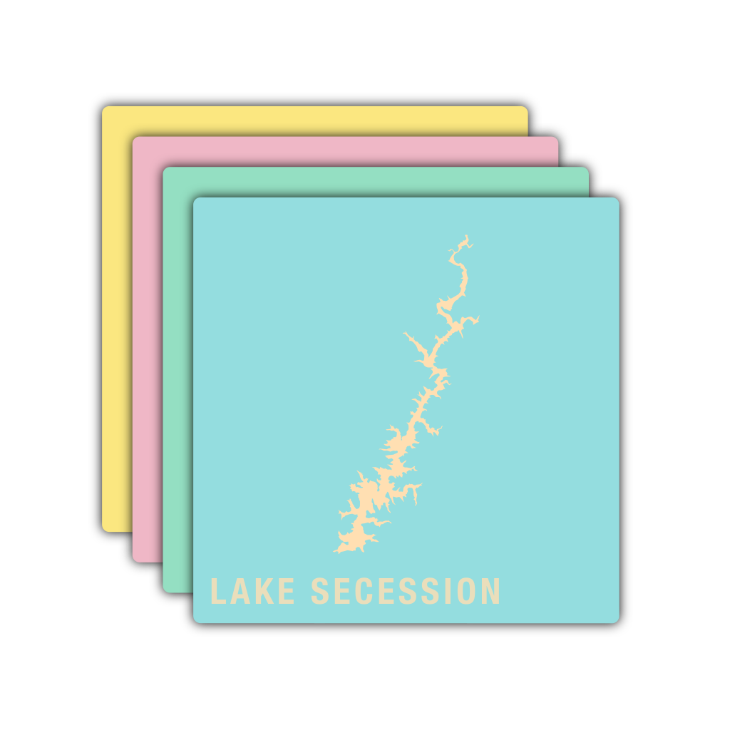Lake Map Wood Coaster Set