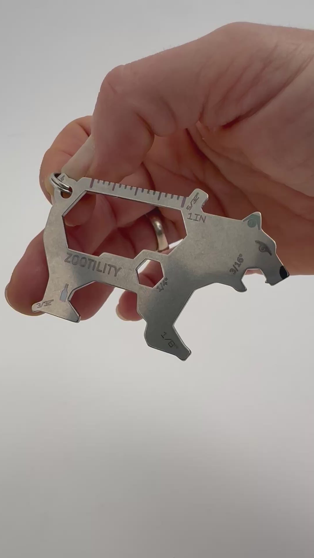 Bear Keychain Pocket 12-in-1 Multi-Tool Stainless Steel Made In